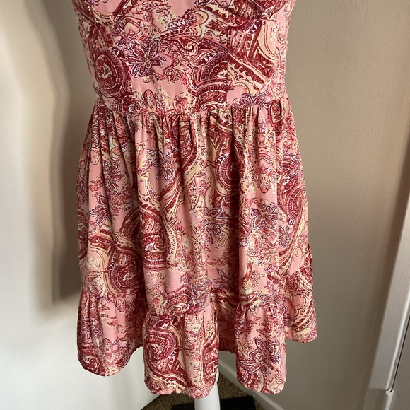 B.O.G Collective Pink Paisley Sundress Tie Strap Mini Dress Size Large - Picture 3 of 5